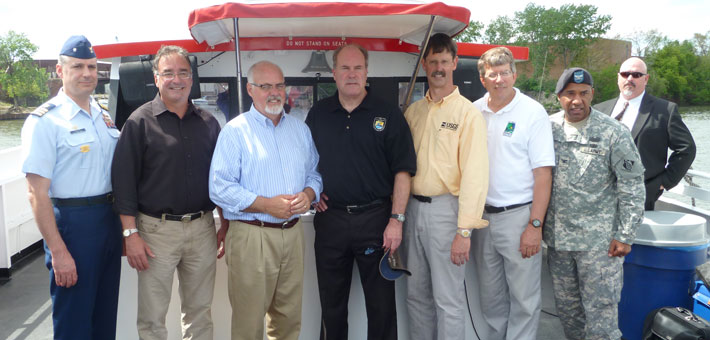 Members from ACRCC partner organizations at the release of the Asian Carp Monitoring and Rapid Response Plan. Photo by ACRCC.